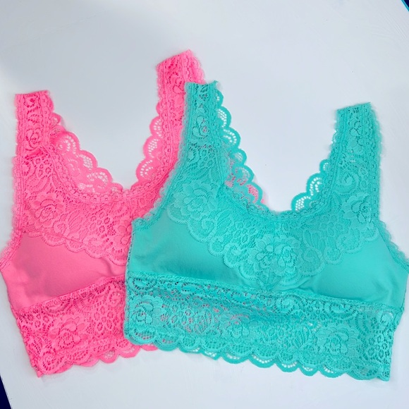 SEAMLESS STRETCH LACE BRA TOP REMOVABLE BRA PADS S/M L/XL NEW MINT PULL-ON - Picture 5 of 12